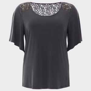 Torrid Grey Lace Jersey Knit Tee
